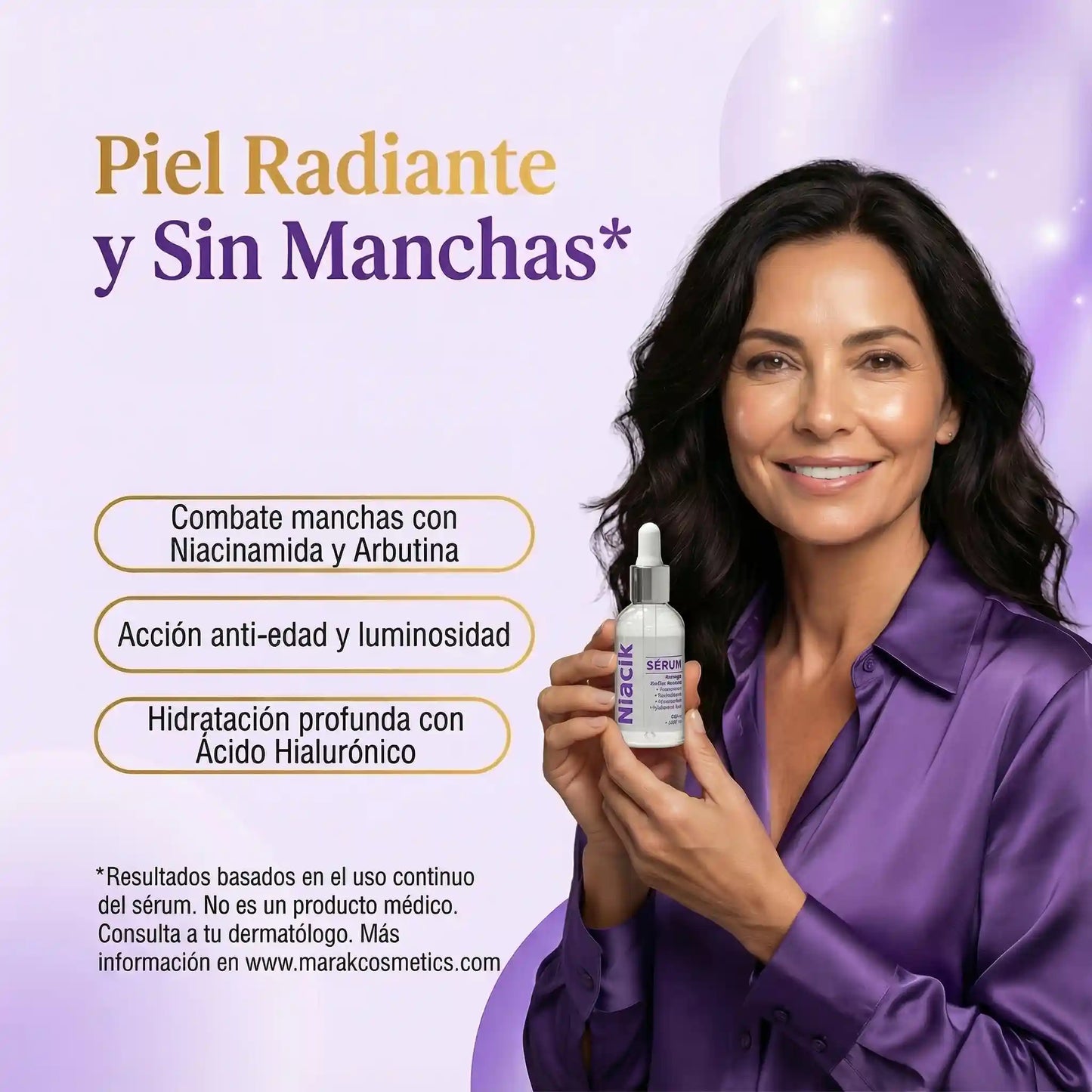 Niacik® combina Niacinamida + Alpha Arbutin para aclarar, iluminar y mejorar la textura sin irritar tu piel.