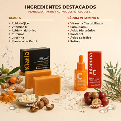 Ingredientes destacados de Klaria y Sérum de Vitamina C