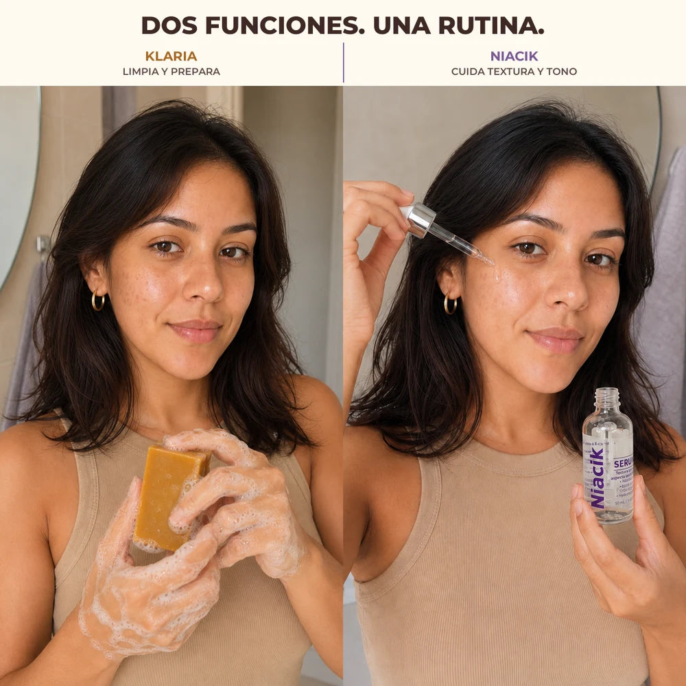 Klaria limpia y prepara mientras Niacik cuida la apariencia de textura y tono