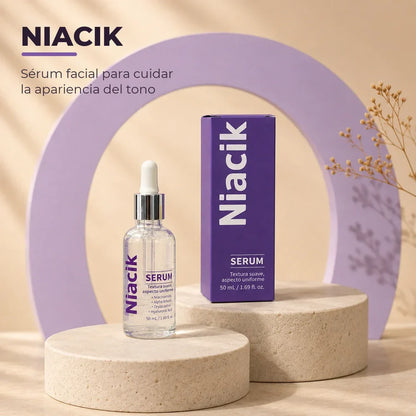 Niacik sérum facial y caja oficial en escena hero