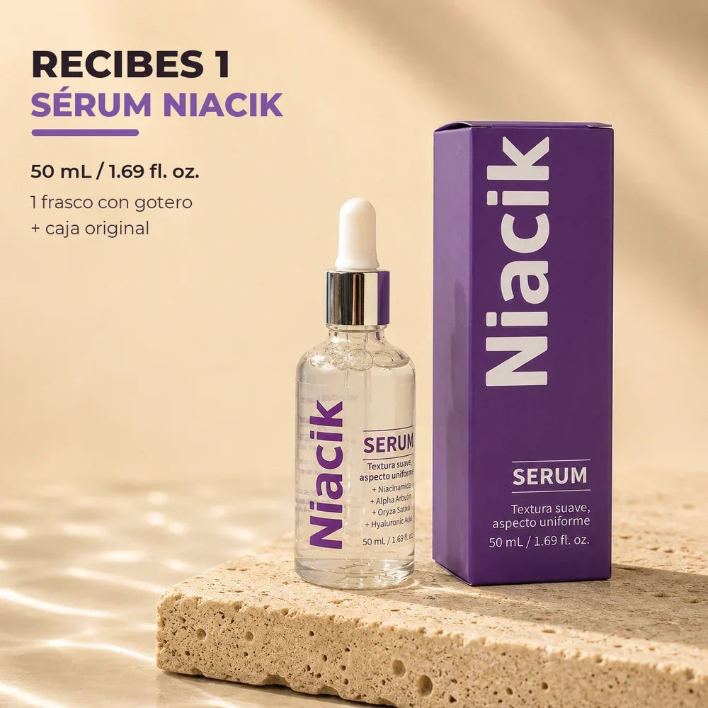 Contenido de Niacik: un frasco de 50 mililitros y caja original