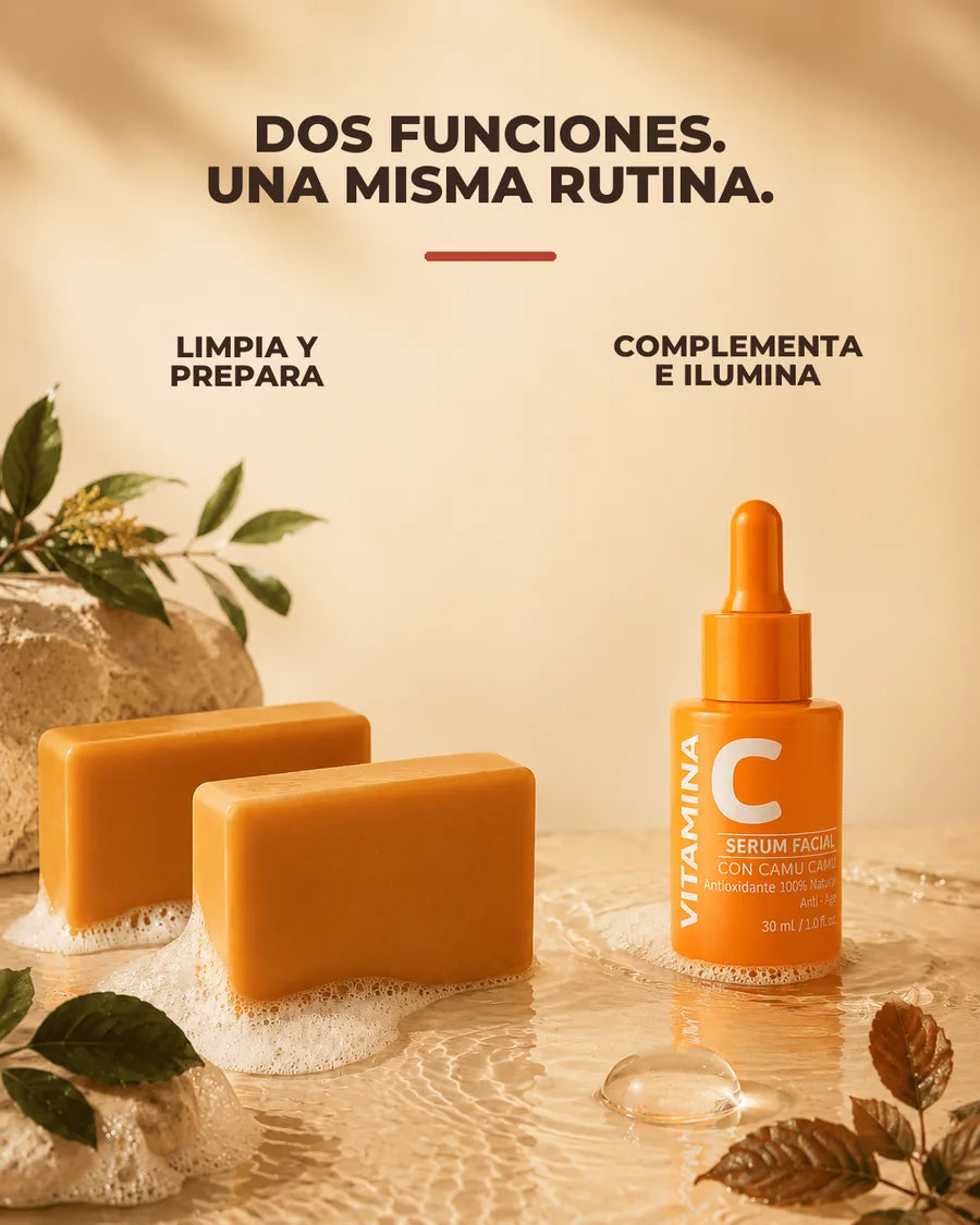 Klaria limpia y prepara mientras el Sérum de Vitamina C complementa la rutina facial