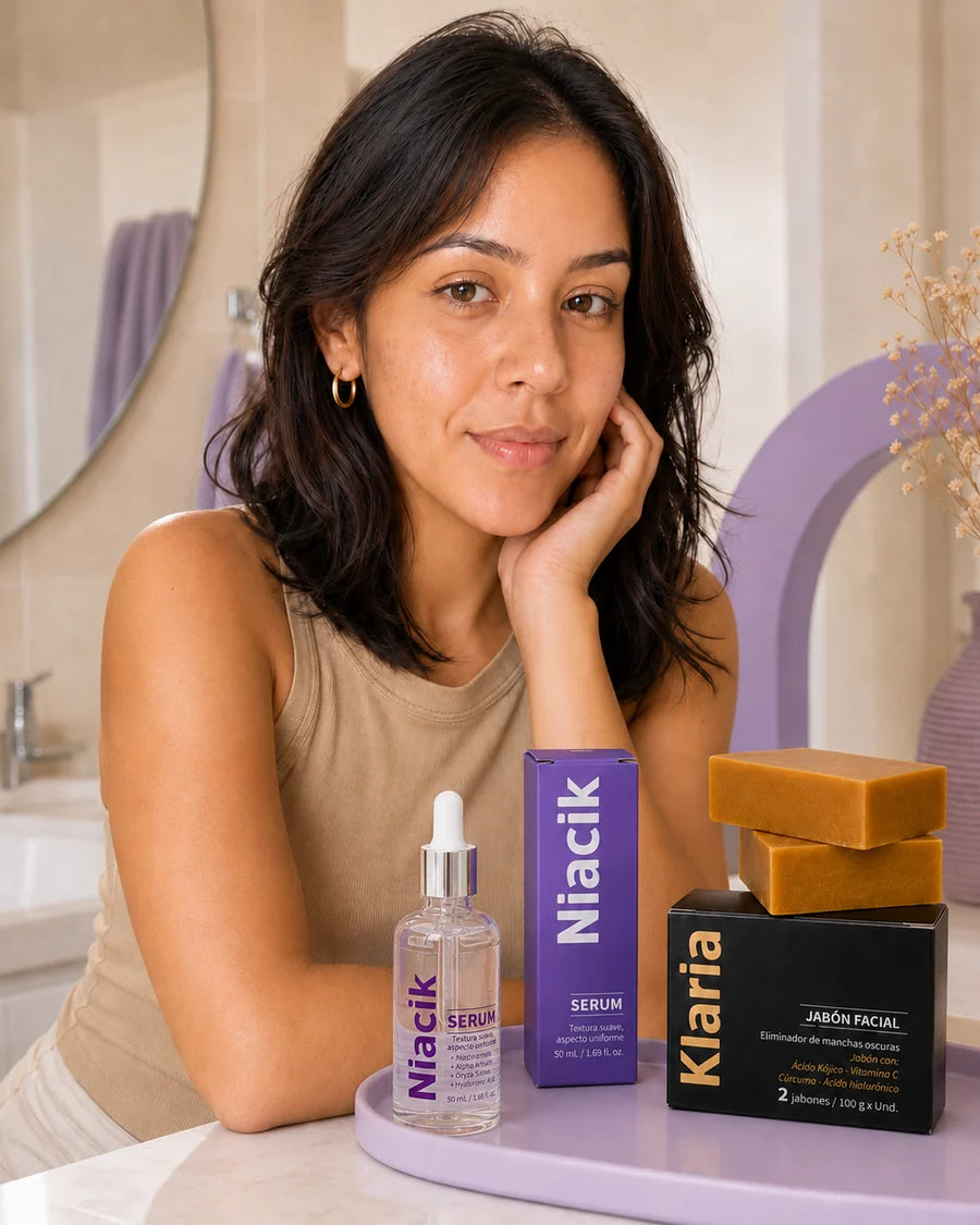 Rutina Piel Reset con Niacik y Klaria para cuidar textura, tono y marcas post-brote
